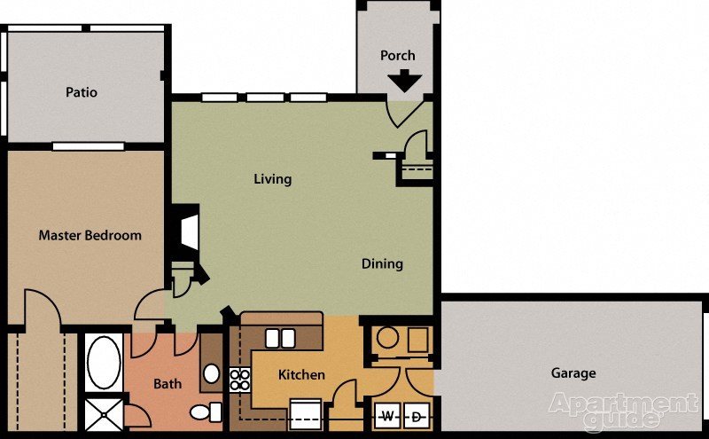 One Bedroom (A1) One Bedroom with attached one car garage
